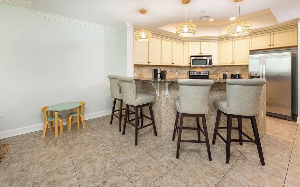 This modern kitchen is perfect for cooking with family and entertaining guests during your stay
