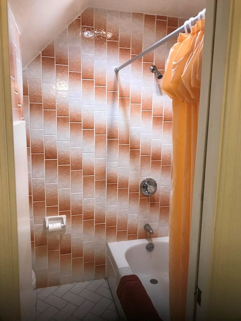 Custom tiled shower and tub.