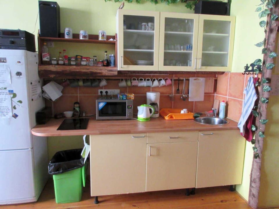 Fridge, microwave, coffee/tea maker