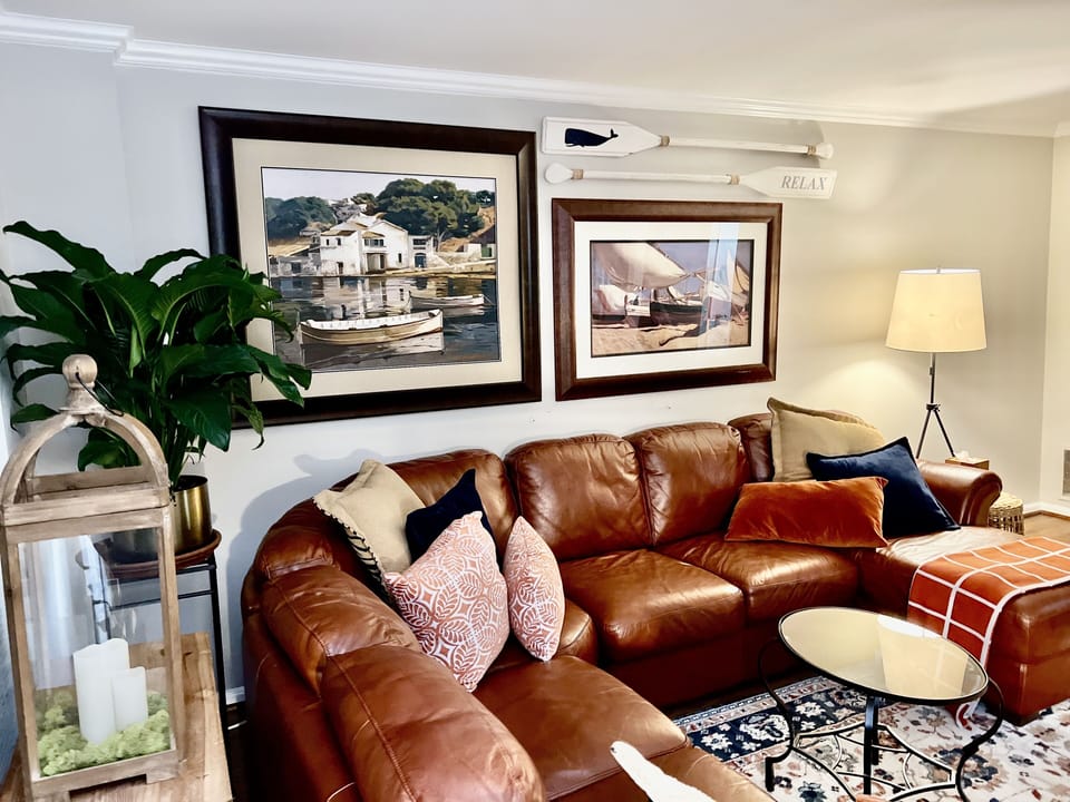 Large comfortable sectional leather sofa that's perfection for stretching out 