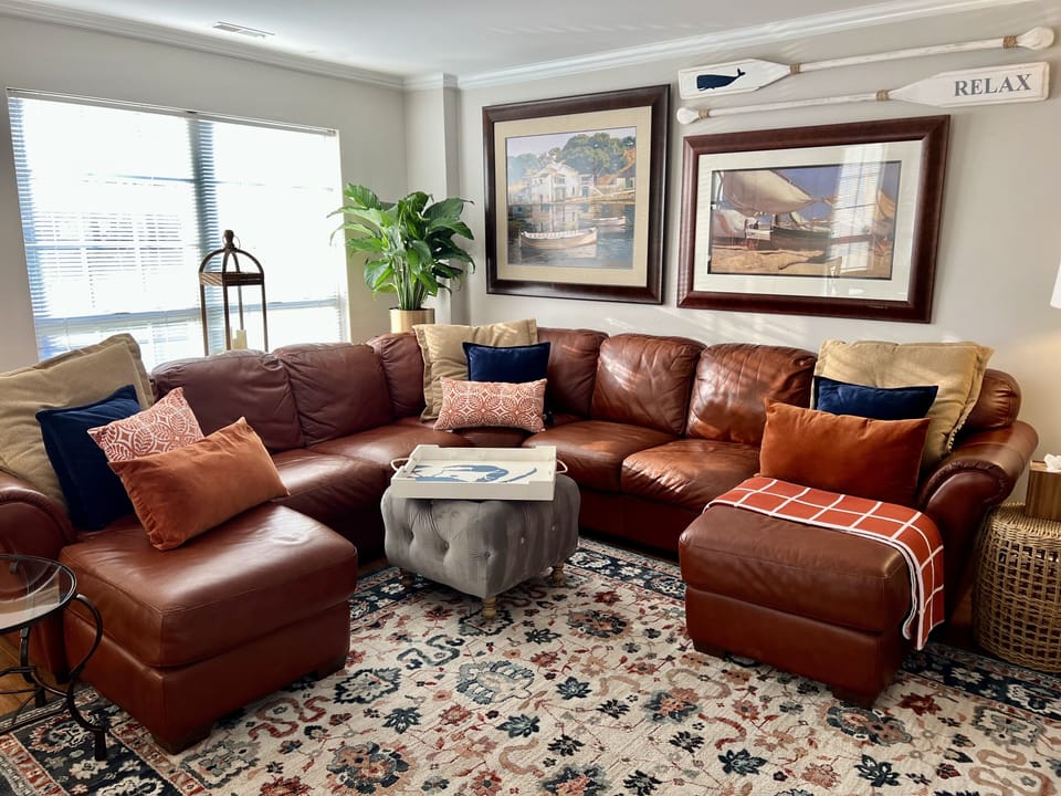 Large sectional Leather Sofa great for spreading out and Binge watching 