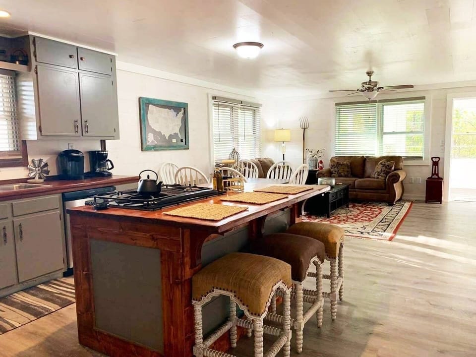 Upstairs kitchen and living area