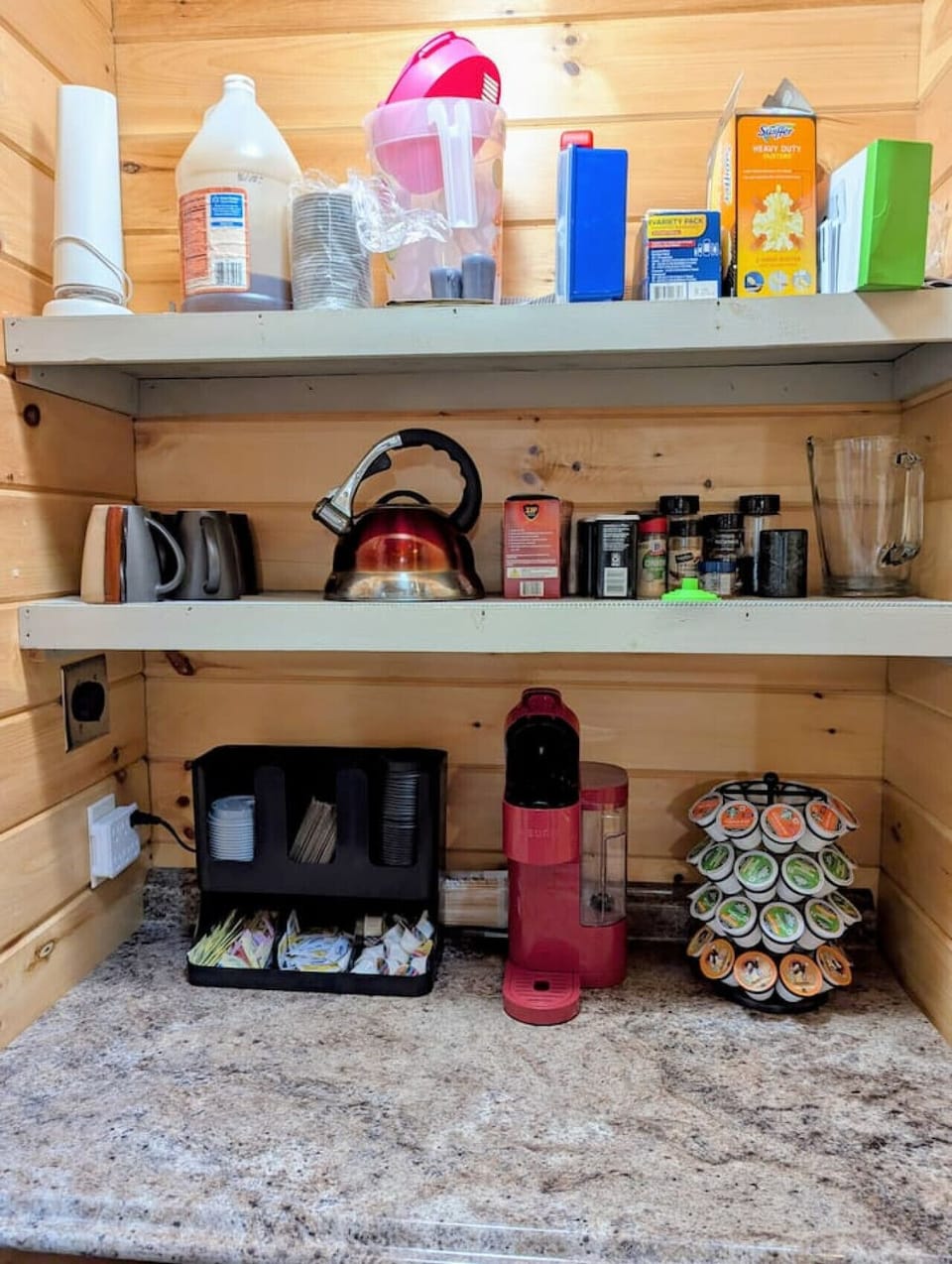 Pantry with plenty of K-cups to enjoy your morning coffee with a view.