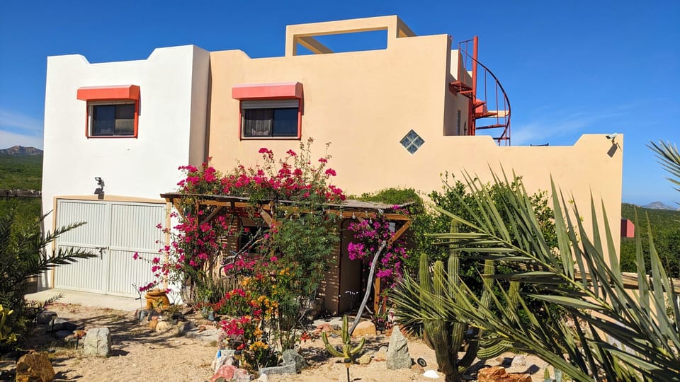 front of the house with a beautifully landscaped desert garden 