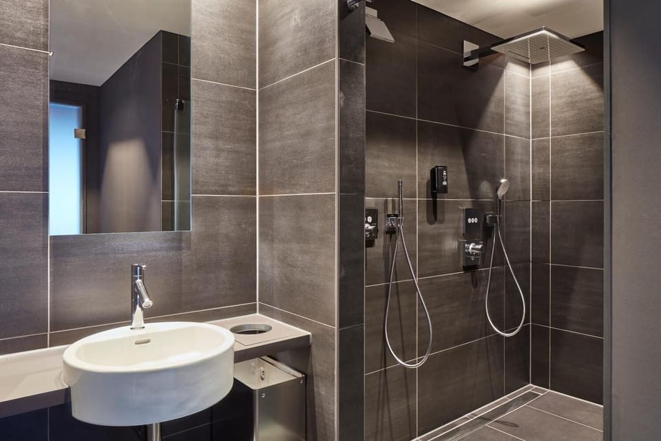 Hair dryer, towels, toilet paper