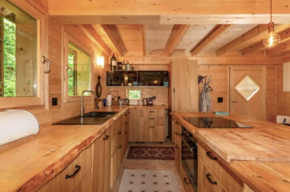 top floor spacious wooden kitchen with island 