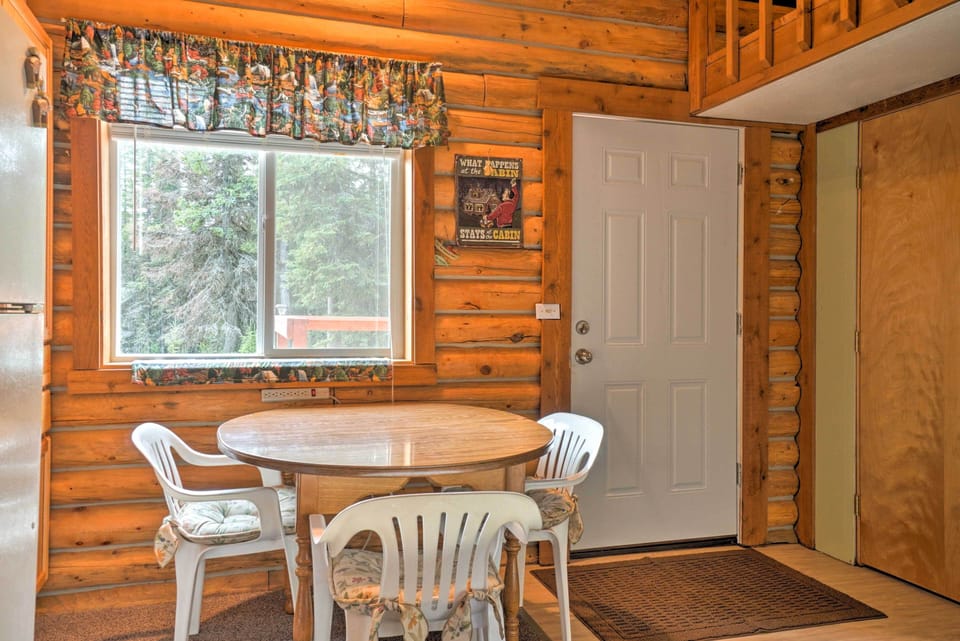 Sit down for a meal at the kitchen table.