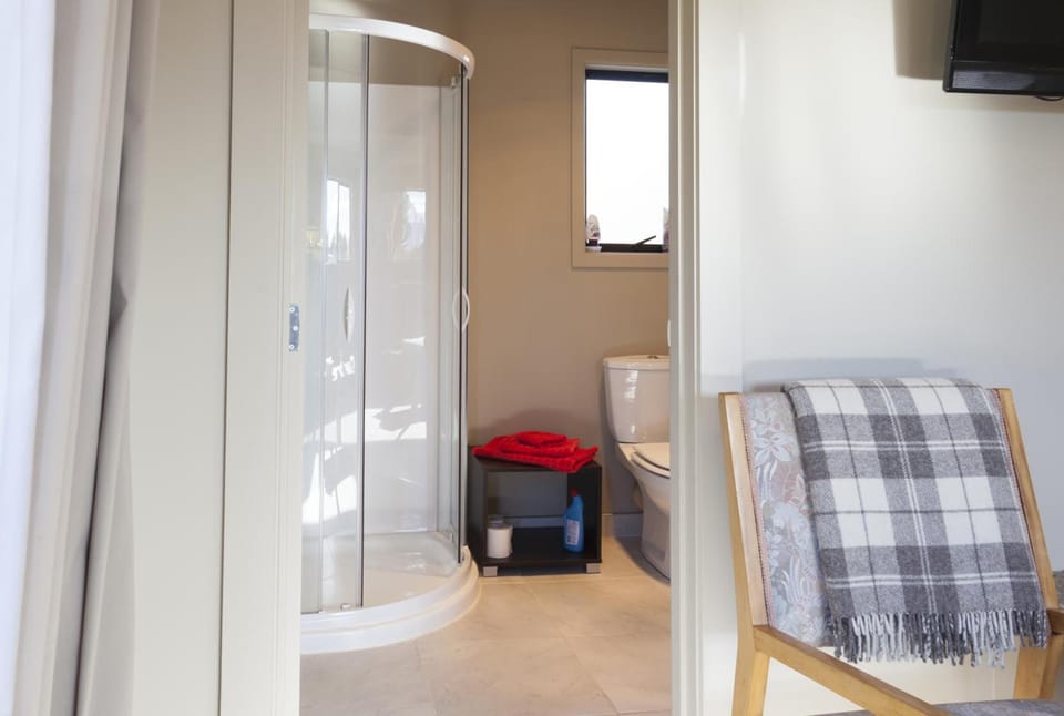 Shower, hydromassage showerhead, hair dryer, bathrobes