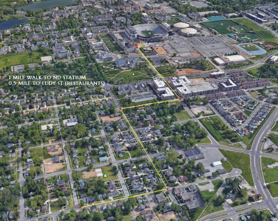 DISTANCE TO ND STADIUM AND EDDY ST