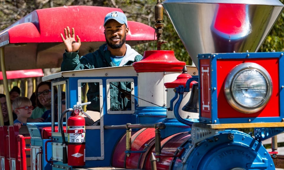 You might faintly hear the whistle from the kid's train ride at Kamper Park