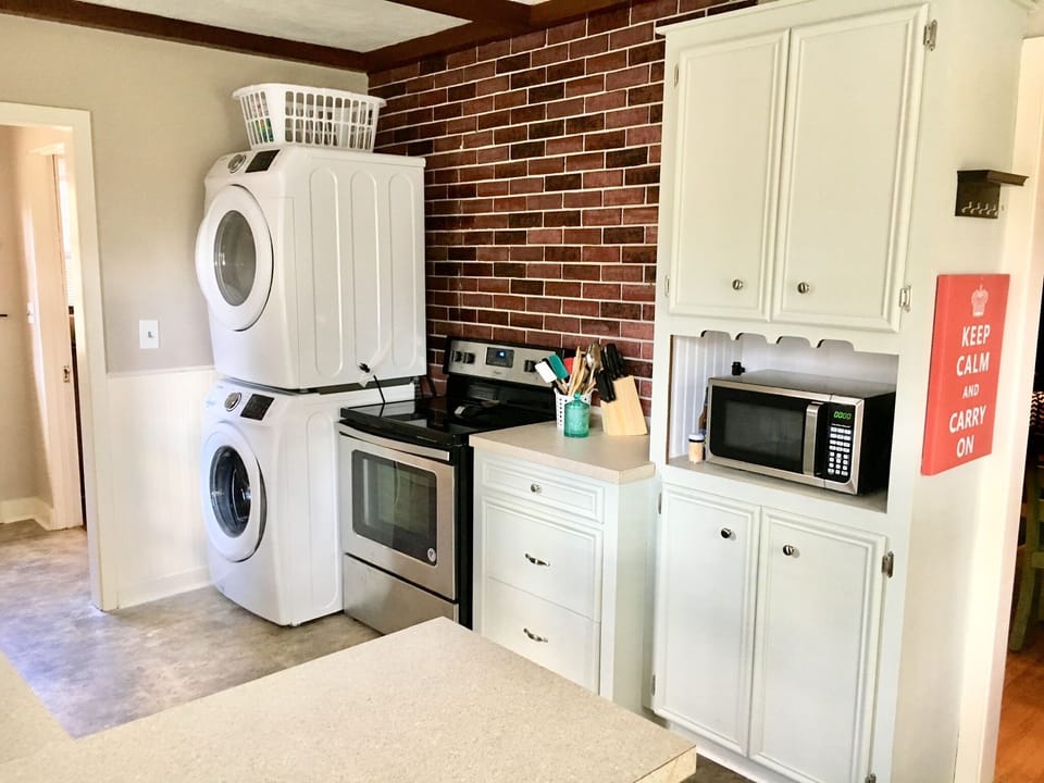 The kitchen includes the appliances you need to prepare and enjoy a meal.