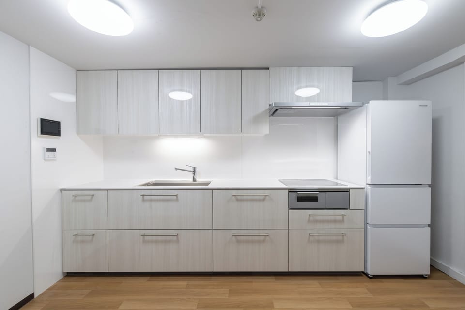 Luxury Villa | Private kitchen | Fridge, microwave, stovetop, electric kettle