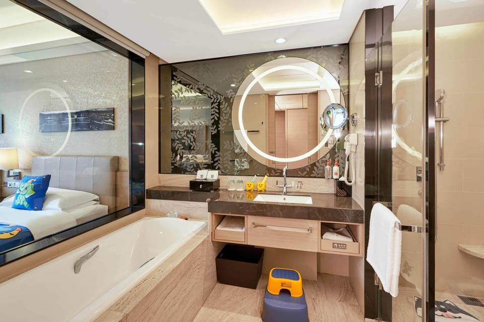Premium Room, 2 Double Beds, Garden View (Kids Theme) | Bathroom | Separate tub and shower, deep soaking tub, rainfall showerhead