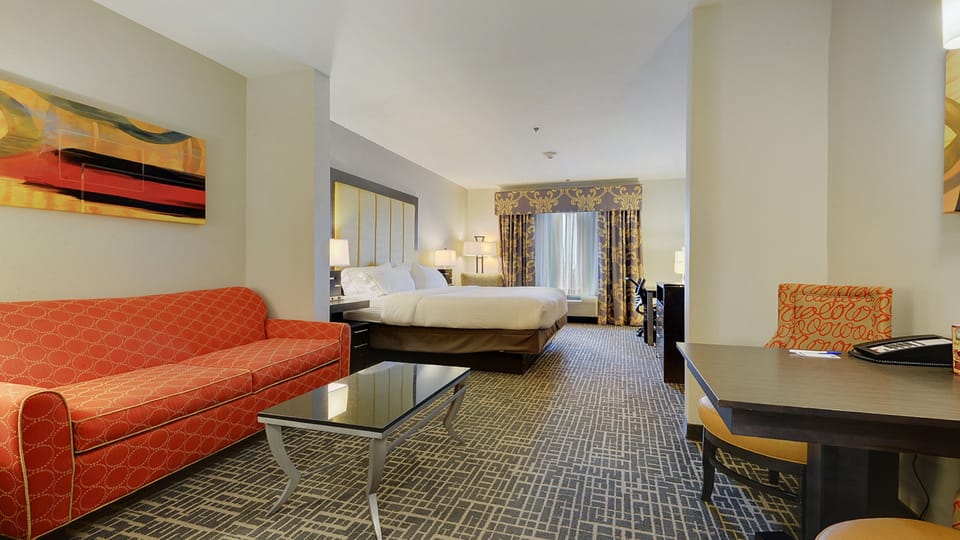 Suite, 1 King Bed | Desk, blackout drapes, iron/ironing board, free cribs/infant beds