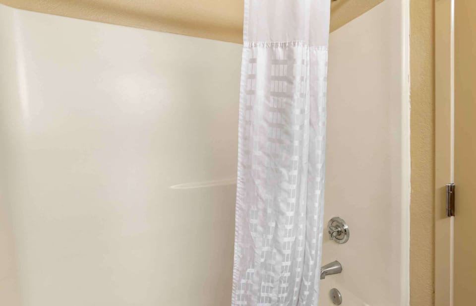 Combined shower/tub, free toiletries, hair dryer, towels