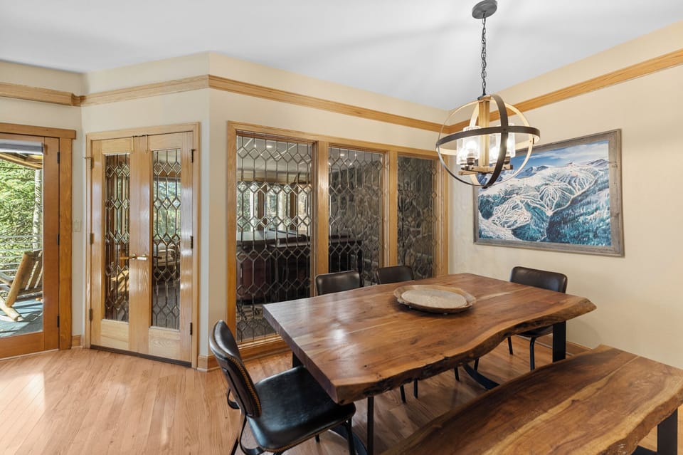 Dining table with seating for 6-8