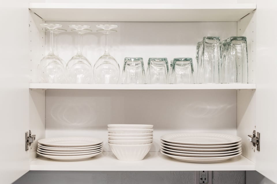 Plenty of dishes are available, and of course, wine glasses