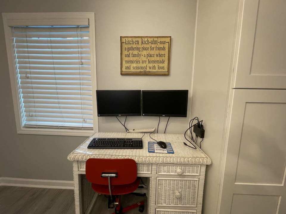 Computer Station with dual monitor and docking station. Includes keyboard and mo