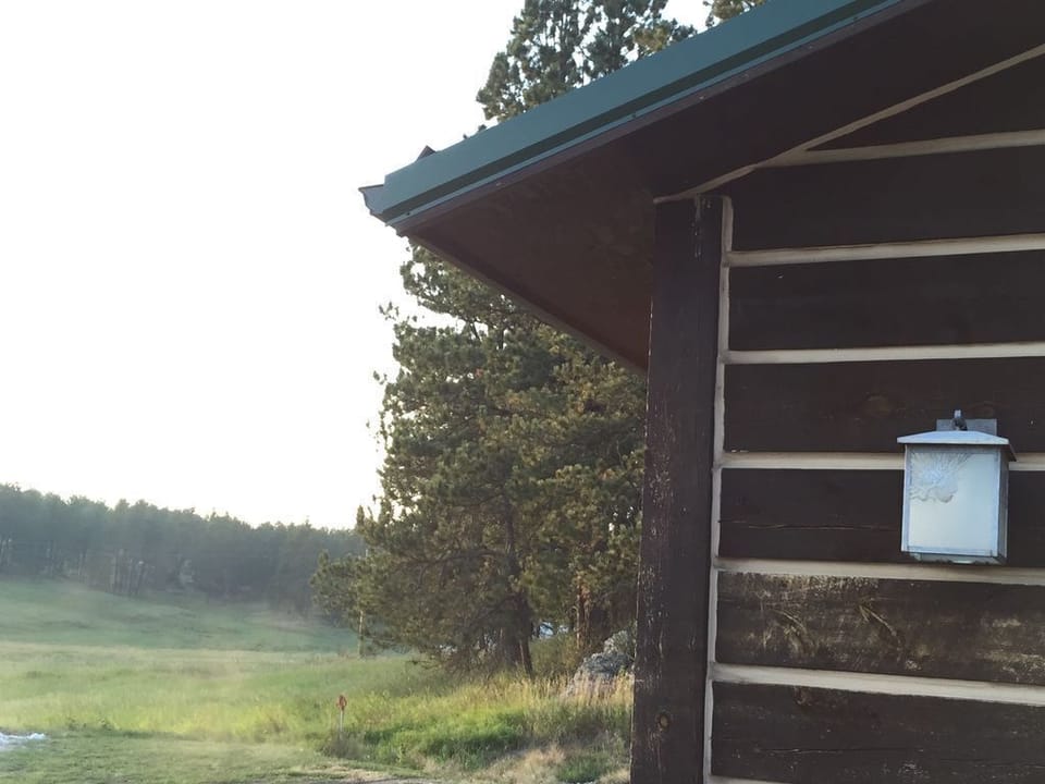 Rustic log finish is surrounded by Black Hills beauty!