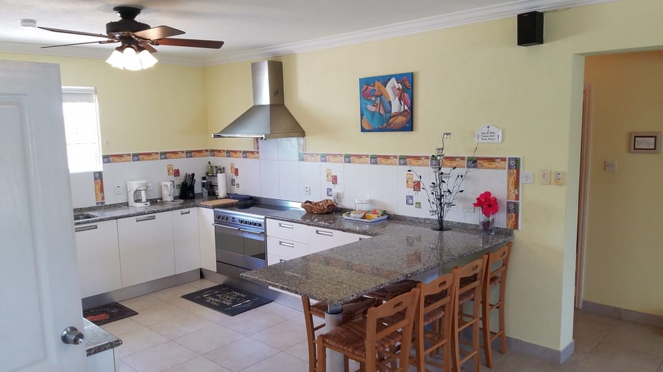 Well. equipped kitchen with breakfast bar which can seat six