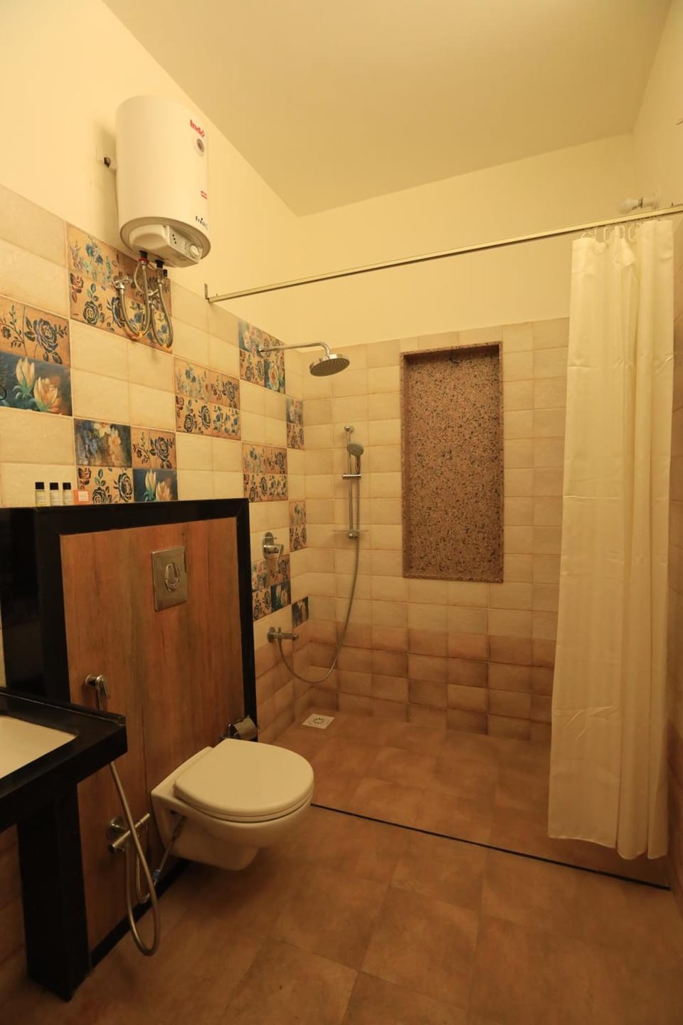 Shower, slippers, towels