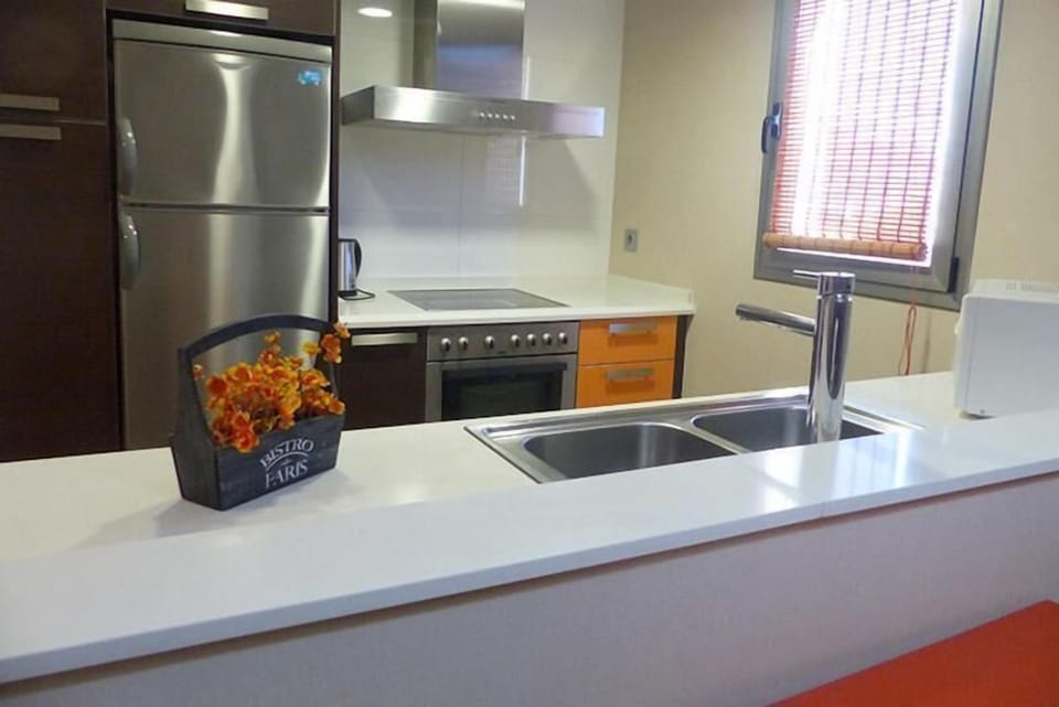 Full-size fridge, microwave, oven, stovetop
