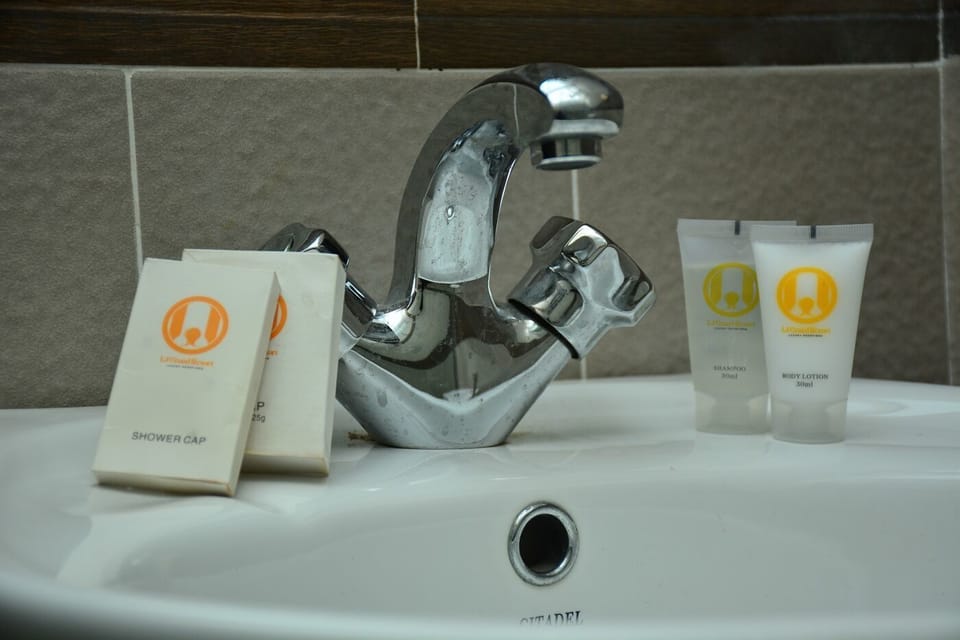 Slippers, towels, soap, shampoo