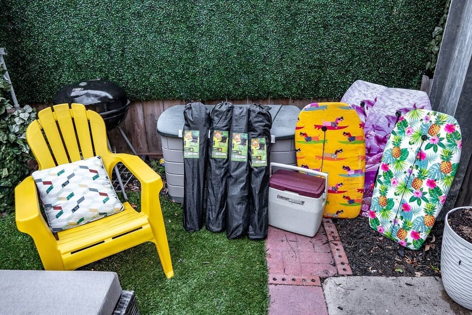 We provide beach chairs, boogie boards,  a BBQ and a small cooler for your use! 