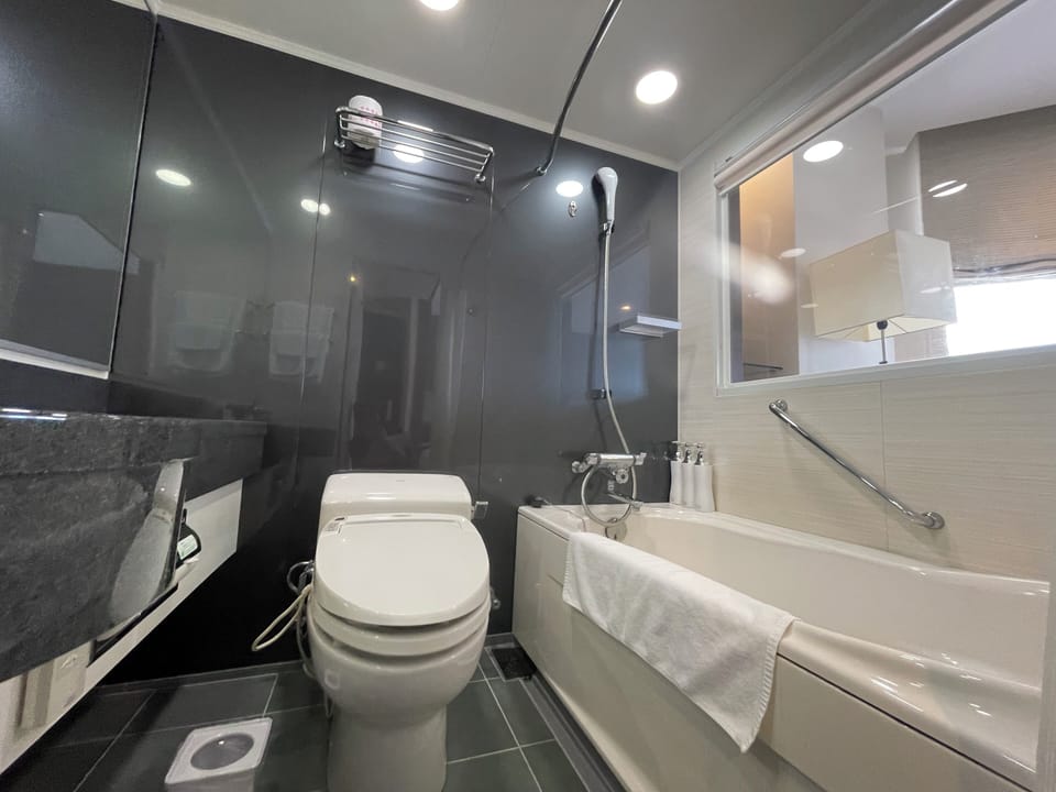 Free toiletries, hair dryer, bathrobes, slippers