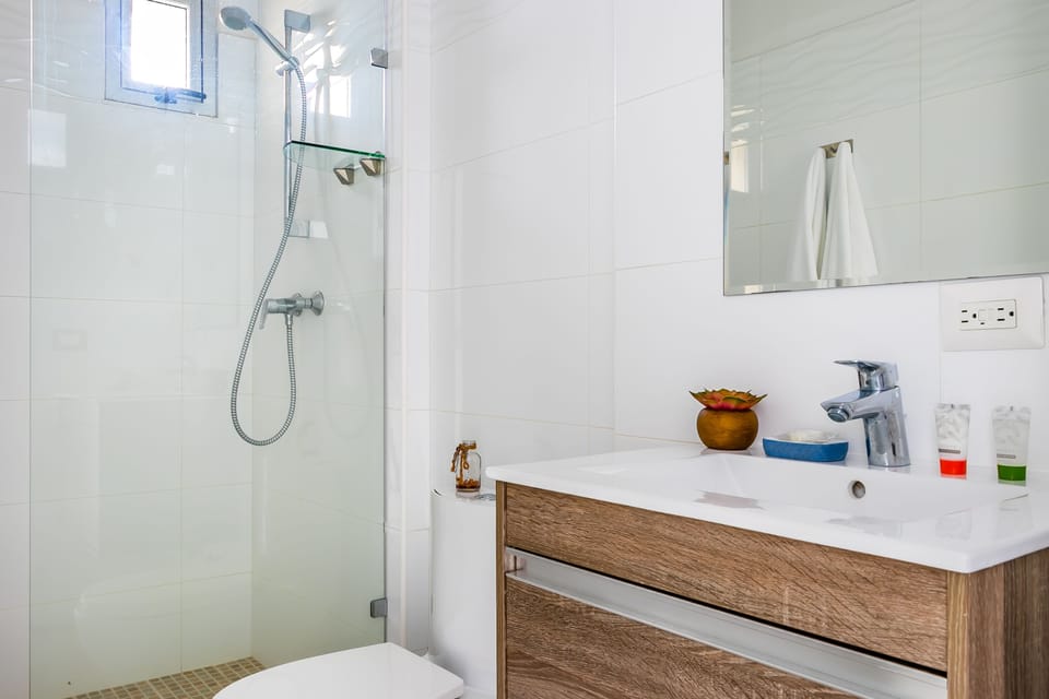 Apartment, 2 Bedrooms | Bathroom | Shower, free toiletries, hair dryer, towels