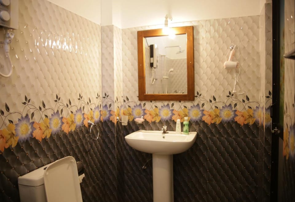 Shower, hydromassage showerhead, free toiletries, hair dryer