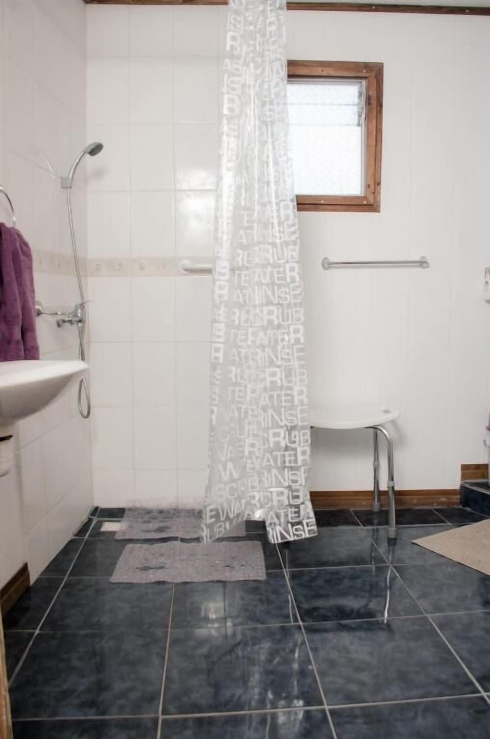 Rainfall showerhead, soap, toilet paper