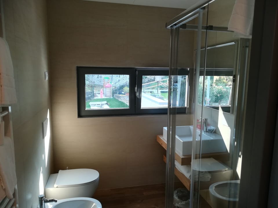 Shower, free toiletries, hair dryer, bidet