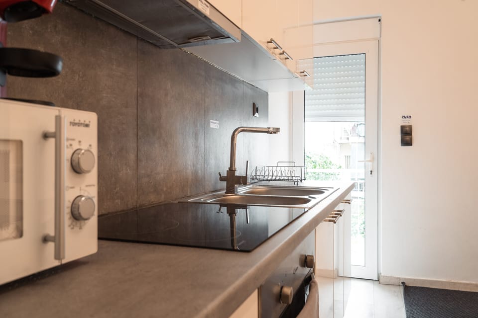 Standard Apartment | Private kitchen | Full-size fridge, microwave, oven, stovetop