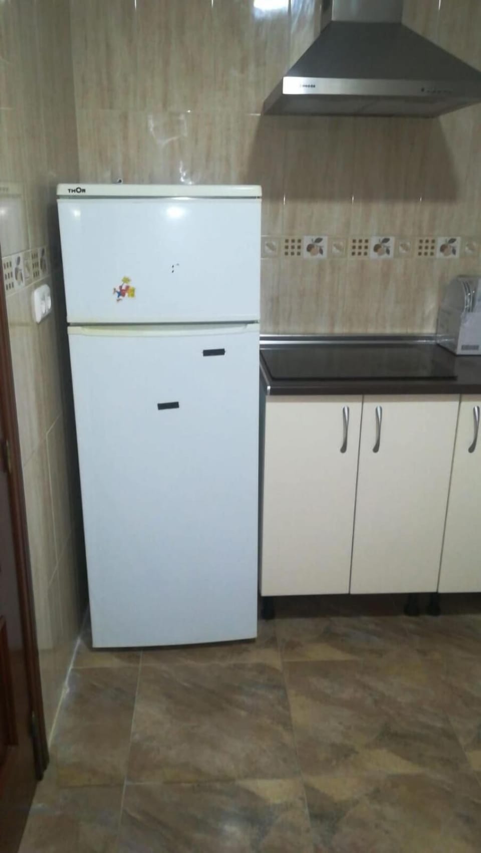 Full-size fridge, microwave, stovetop, coffee/tea maker