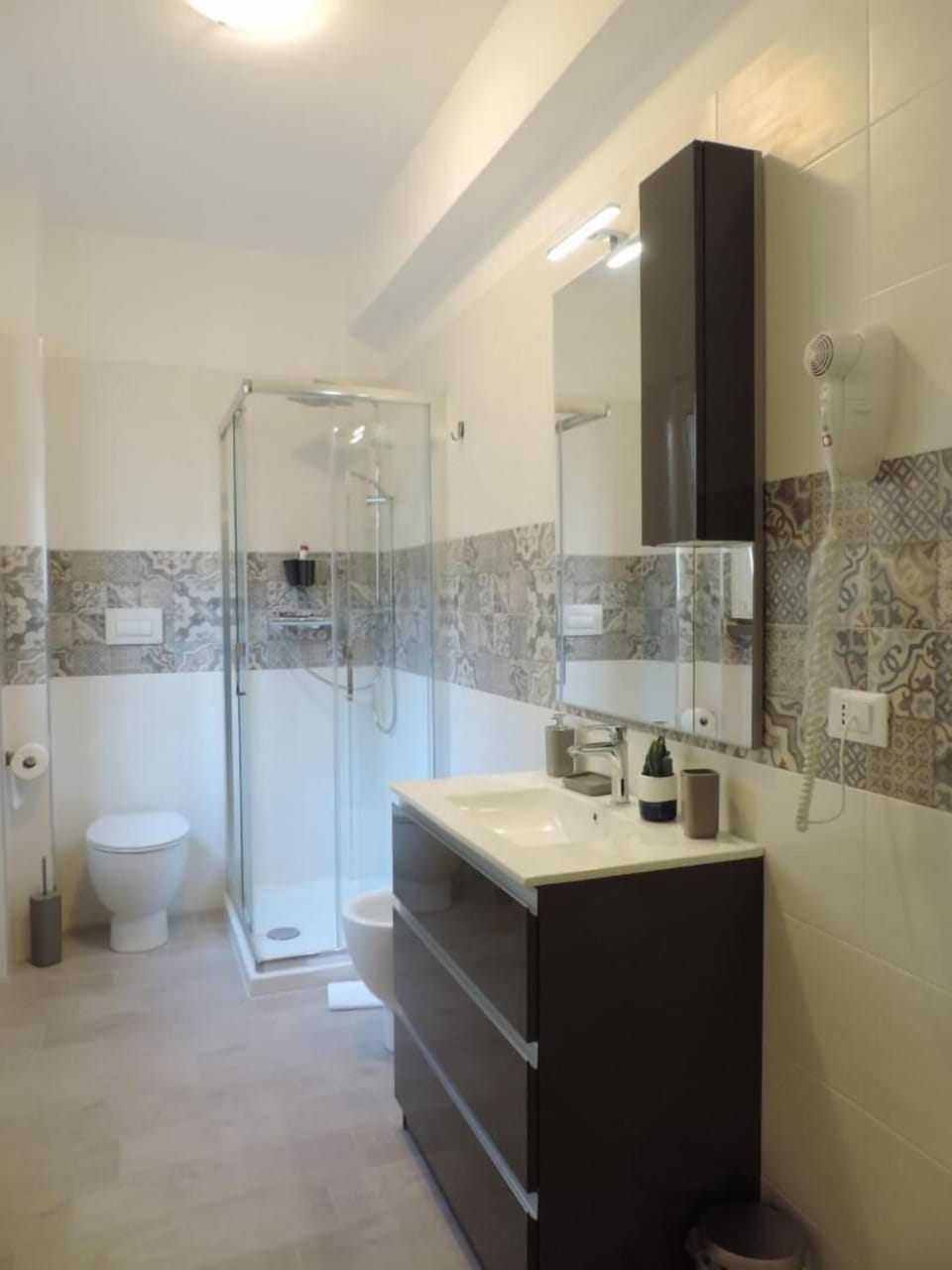 Shower, rainfall showerhead, hair dryer, bidet