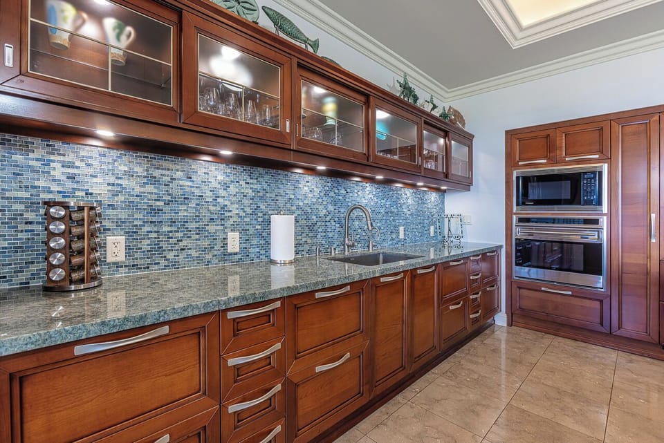Gourmet kitchen fully equipped for island inspired meals