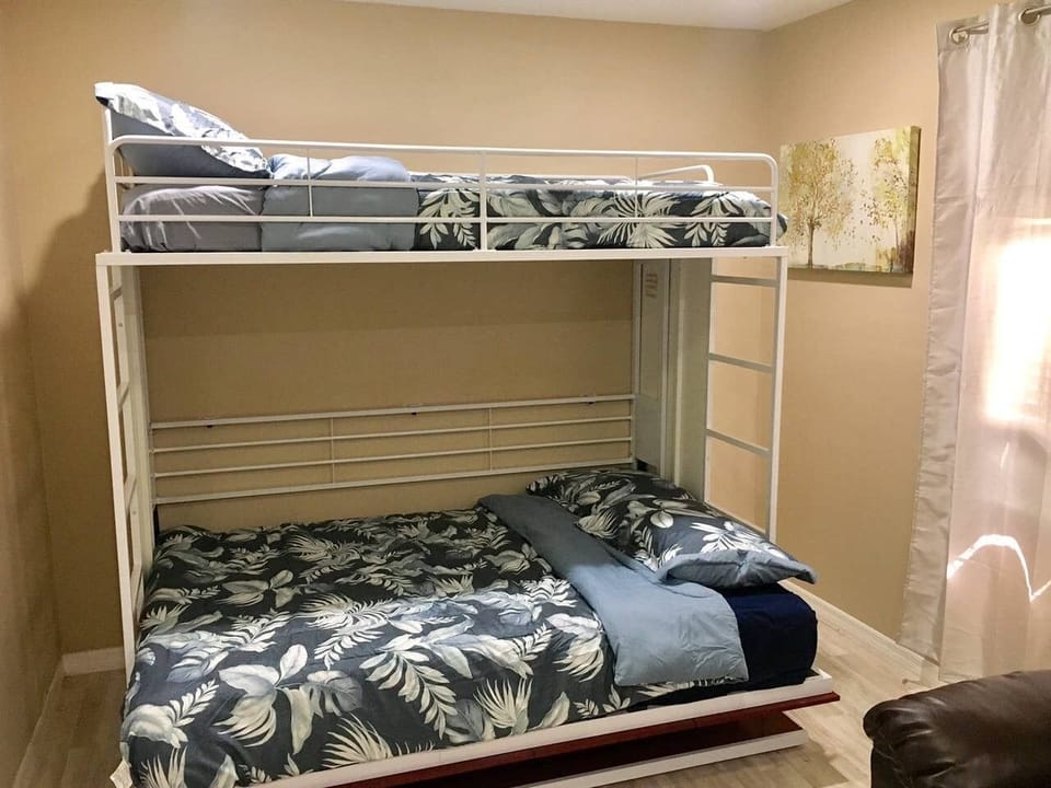 desk folds down into a full sized bed