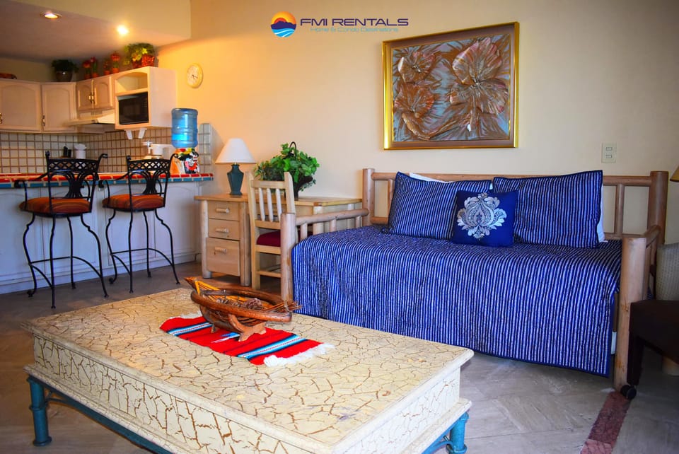 Fresh and inviting living room with ocean  view of the Sea of Cortes