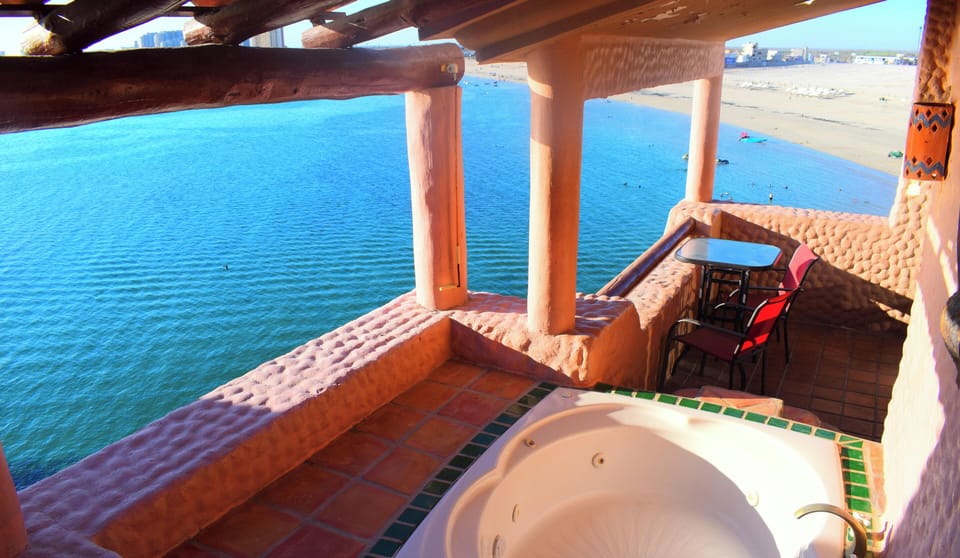 Relaxing jacuzzi with ocean front view