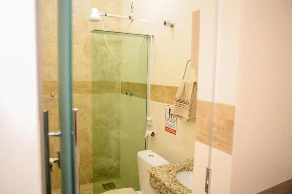 Shower, towels, soap, shampoo
