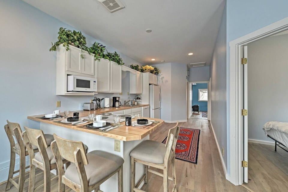 Great kitchen with built in table and eating space.