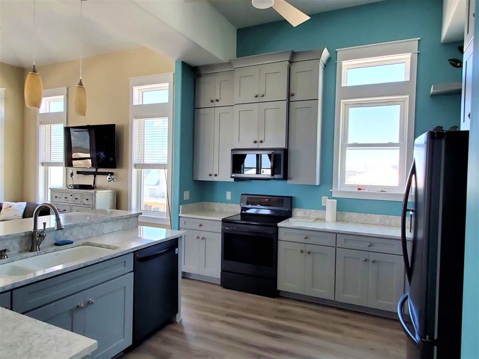 Beach Therapy kitchen. Everything you need to cook family meals included. 