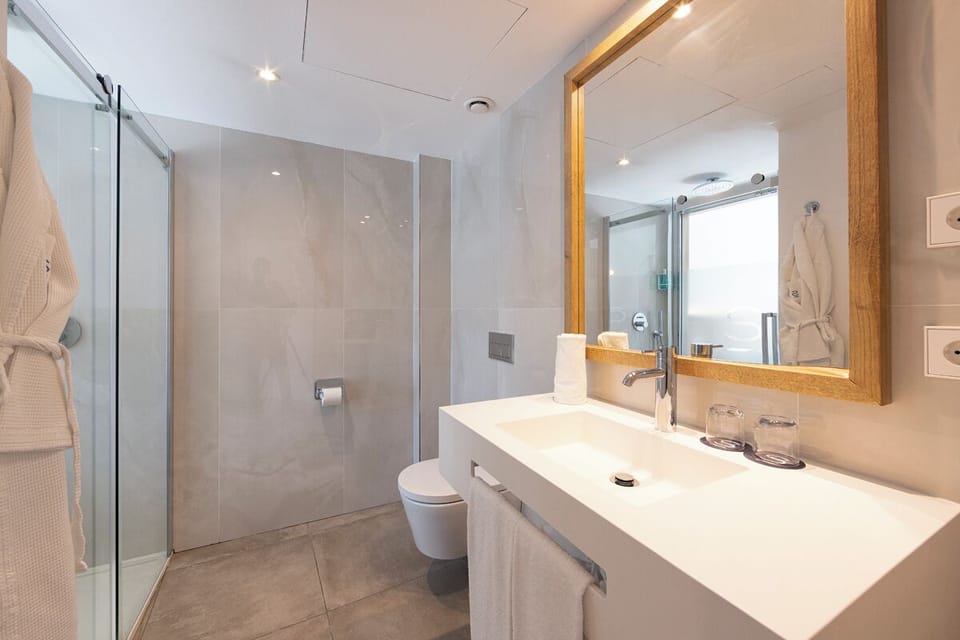 Shower, free toiletries, hair dryer, bathrobes