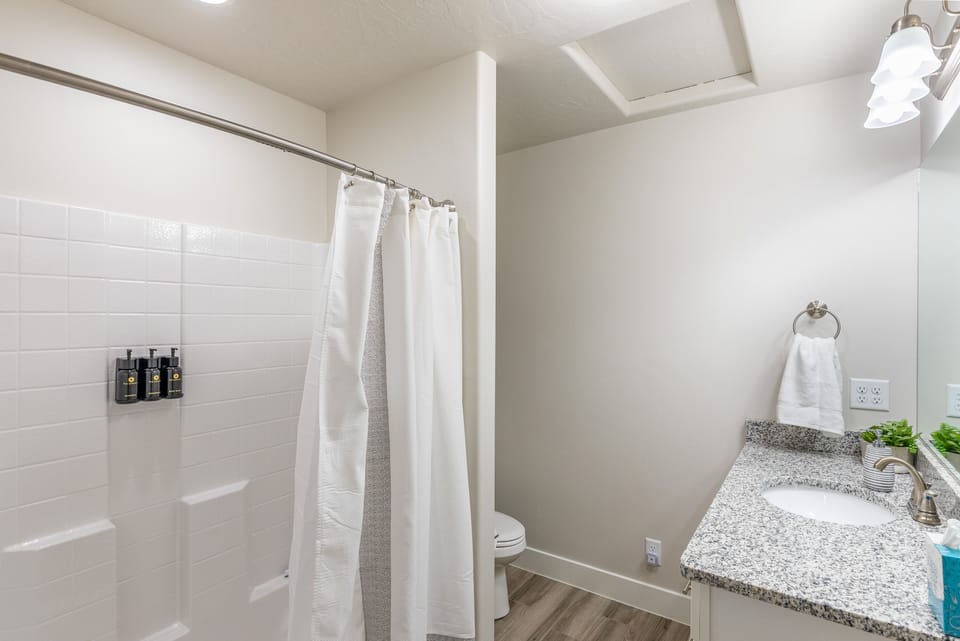 Bathroom 2 - Bathroom 2 includes a tub/shower, sink, toilet, and vanity.