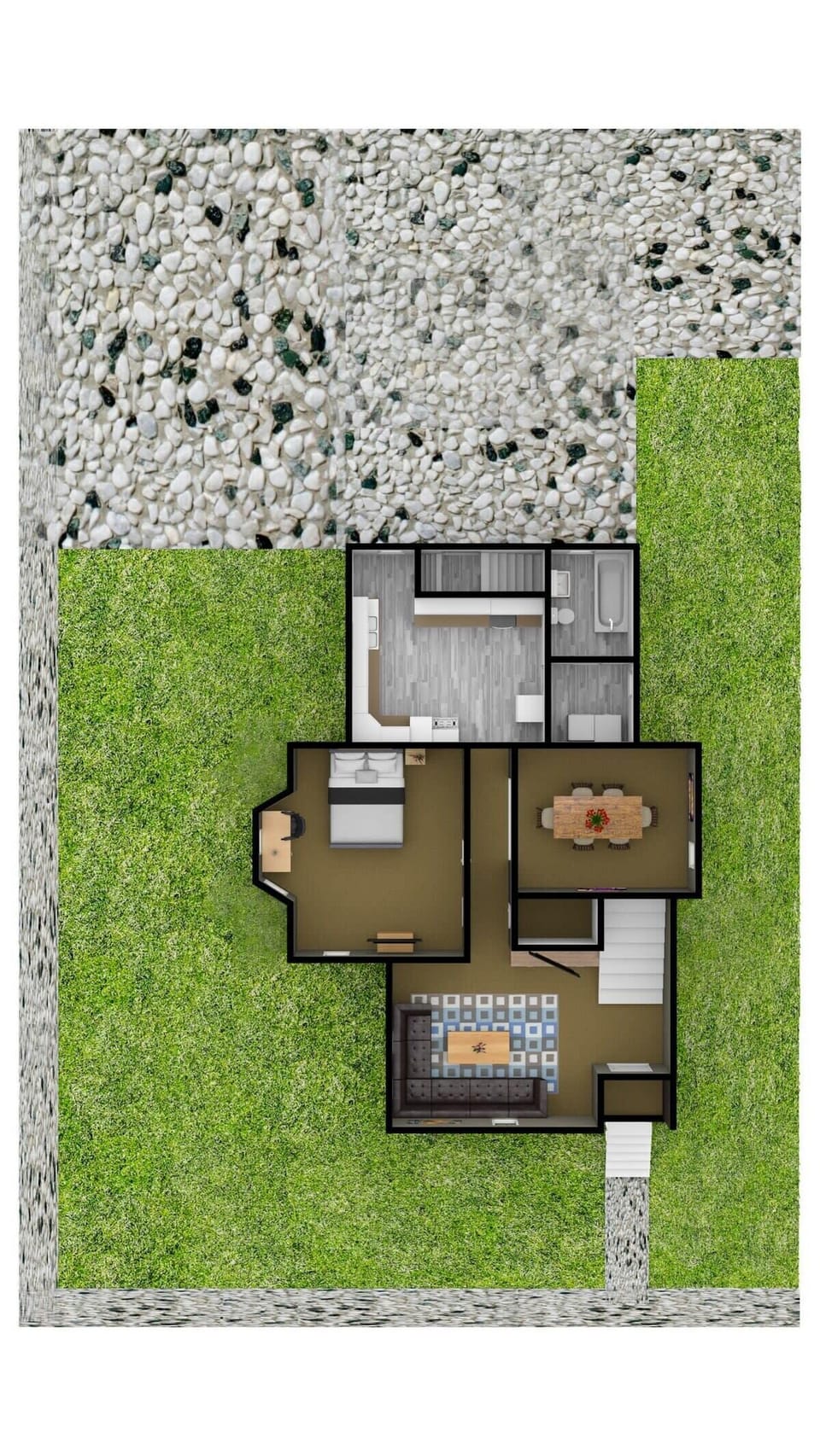 Property Layout - Large lawn for yard games and lots of parking