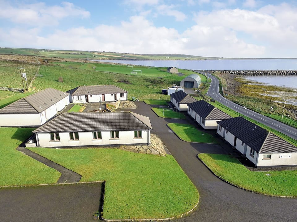 Aerial view of the properties | Rockworks Chalets No. 5 - Rockworks Chalets, Holm, near Kirkwall