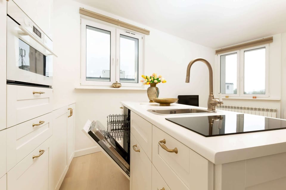 The kitchenette's practical layout maximizes space and functionality.