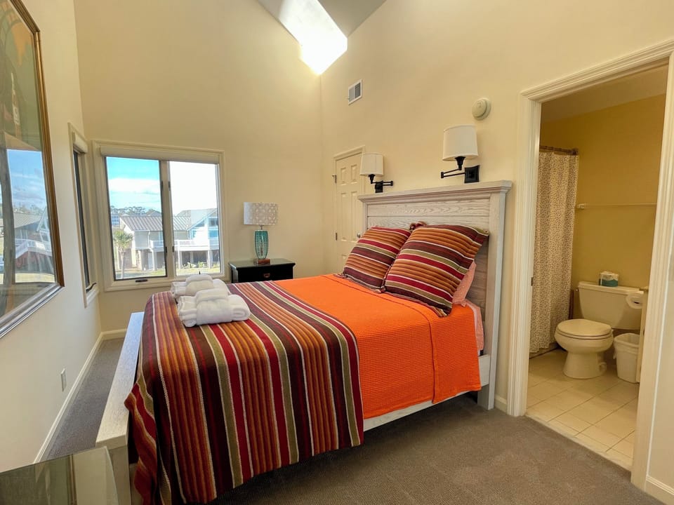 loft bedroom for the early riser, queen bed.