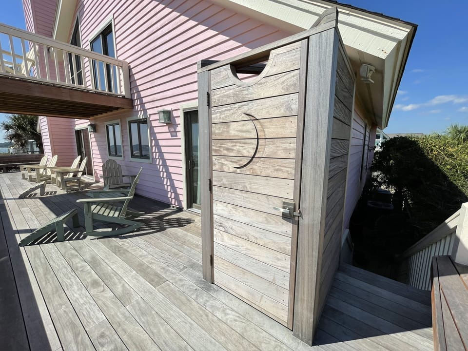 outside shower on the back deck